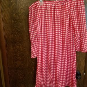Gingham off shoulder dress